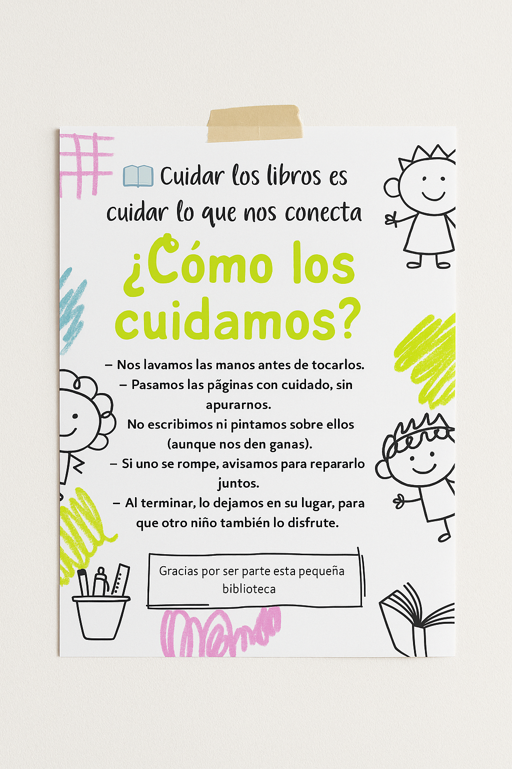 Cartel “Cómo cuidamos los libros”